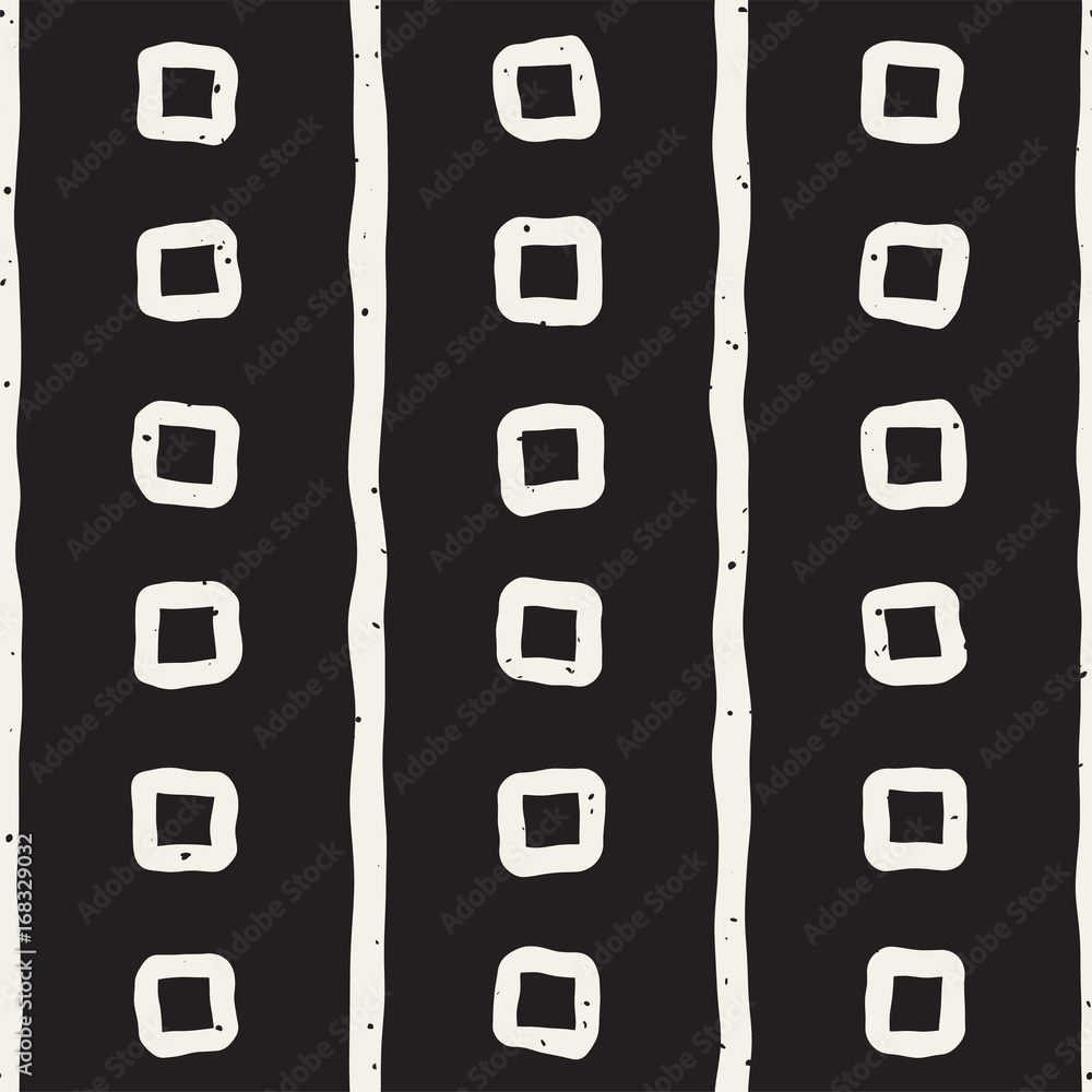 Seamless pattern with hand drawn lines. Abstract background with freehand brush strokes. Black and white texture. Ornament for wrapping paper.