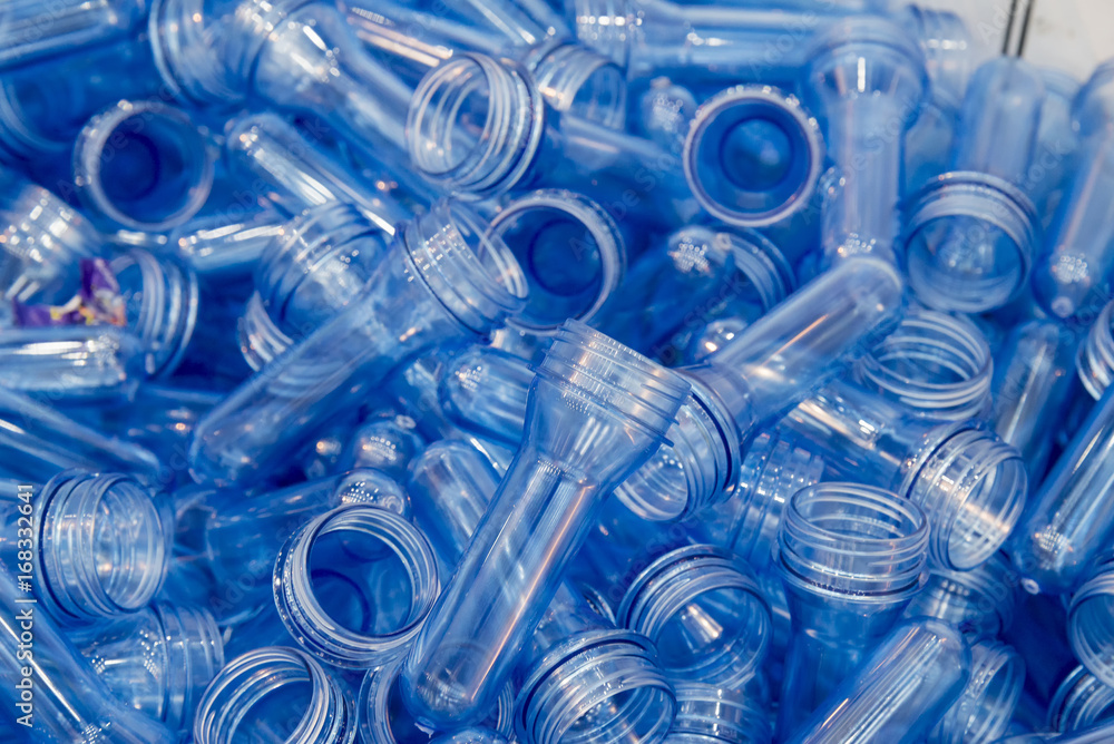 The raw material for plastic bottle blowing process .The sample of injection process. The raw material for plastic bottle blowing process .The sample of injection process.