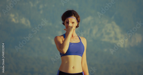 Pretty woman doing yoga photo