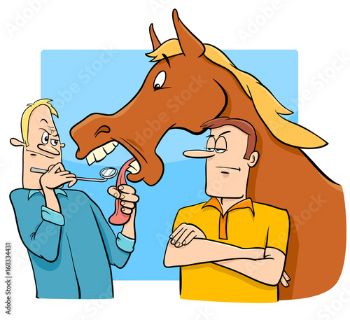 saying looking a gift horse in the mouth cartoon
