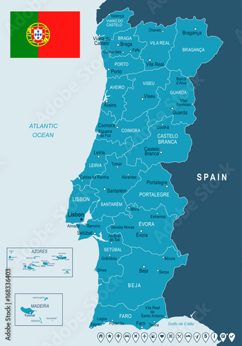 Portugal - map and flag illustration