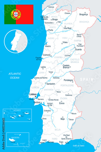 Portugal - map and flag illustration
