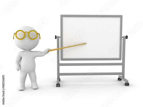  3D Character pointing on a whiteboard
