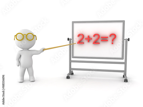 3D Character pointing to math problem