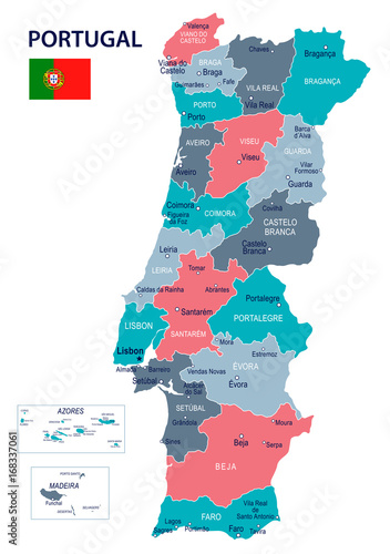 Obraz na plátne Portugal - map and flag illustration