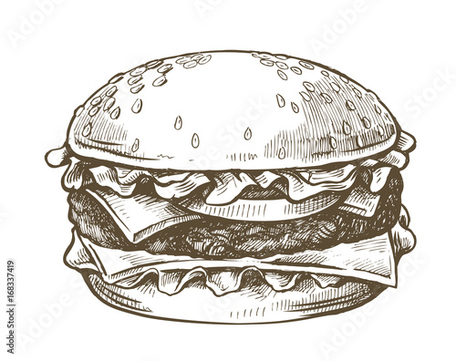 vector hand drawn hamburger