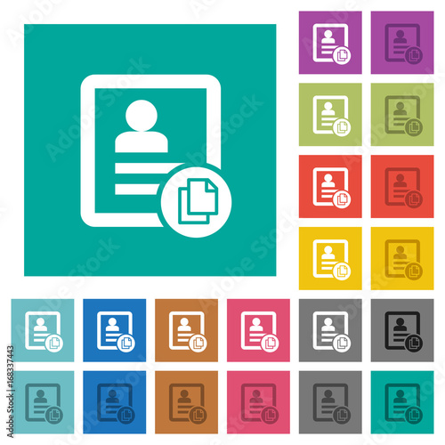Copy contact square flat multi colored icons