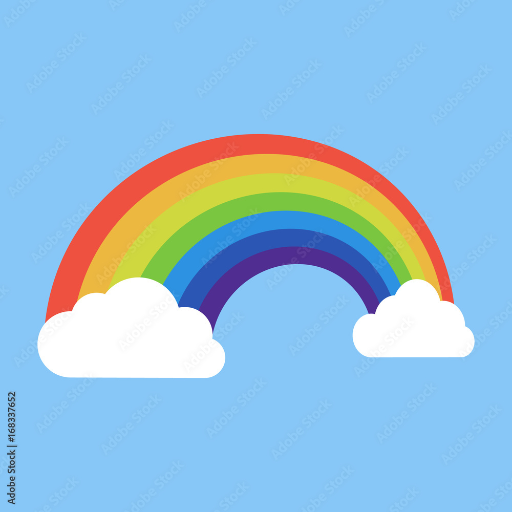 rainbow with clouds icon. isolated on background. Vector illustration. rainbow with clouds icon. isolated on background. Vector illustration.
