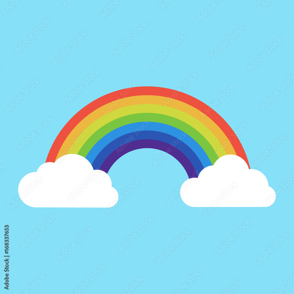 rainbow with clouds icon. isolated on background. Vector illustration. rainbow with clouds icon. isolated on background. Vector illustration.