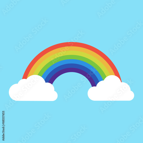 rainbow with clouds icon. isolated on background. Vector illustration.