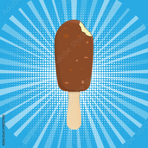 Ice cream with nuts on a stick. Vector illustration.