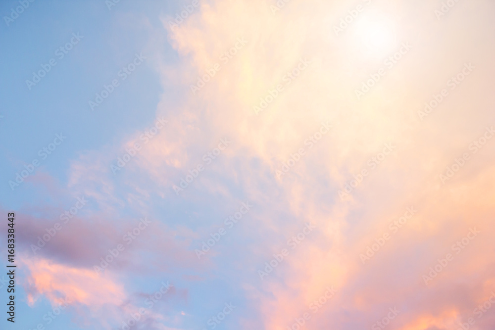 Abstract pink and blue of evening sky patterns