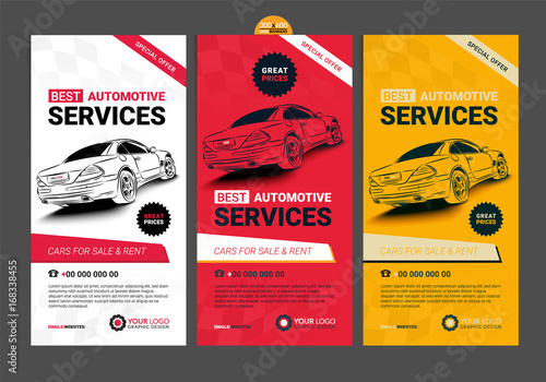 A Set of web Automotive services banners collection layouts.
