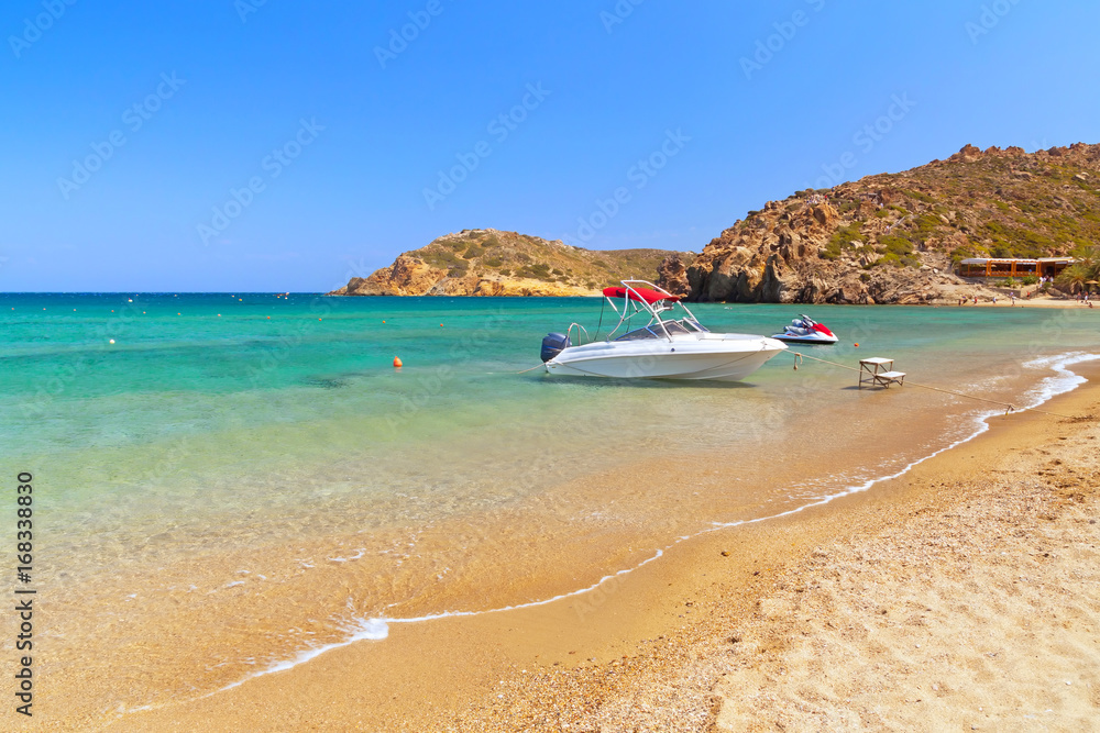 Boat at Vai beach on Crete, Greece