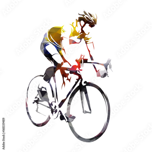 Road cycling, abstract geometric cyclist vector silhouette