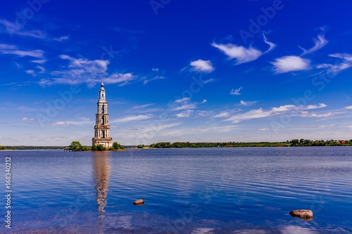 The bell tower in Uglich reservoir.  Kalyazin. Russia. © nblxer