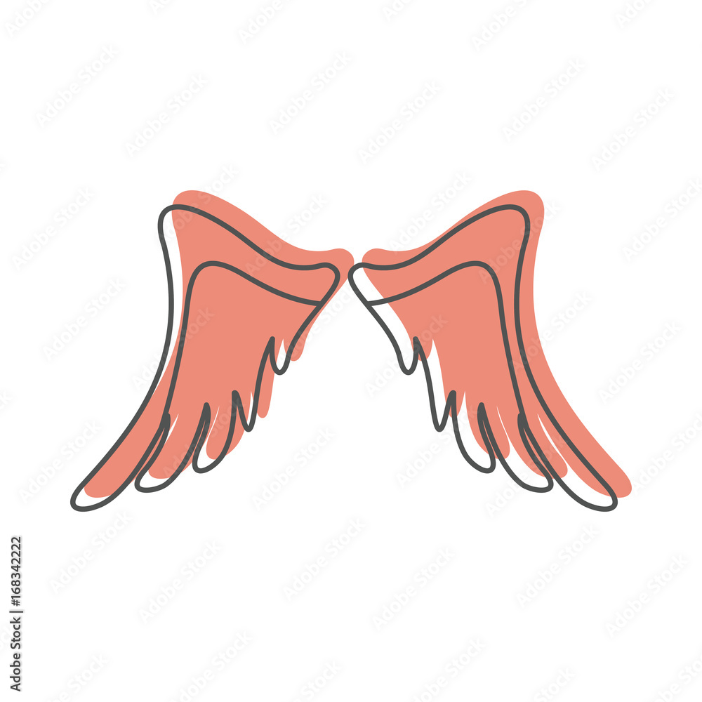 Fototapeta premium Angel wings doodle icon vector illustration for design and web isolated on white background