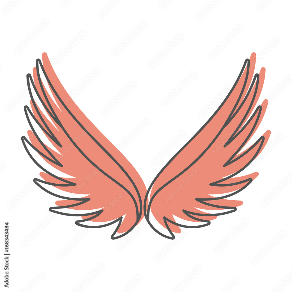 Fototapeta premium Angel wings doodle icon vector illustration for design and web isolated on white background