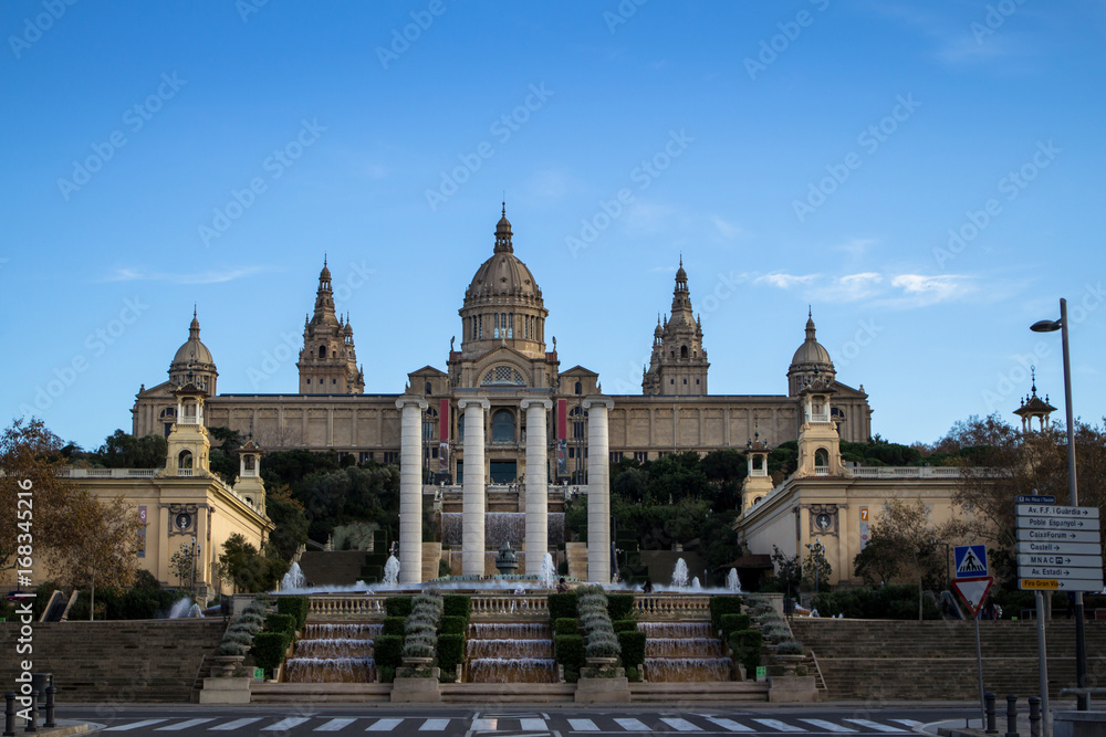National Palace of Barcelona on mountain Montjuic