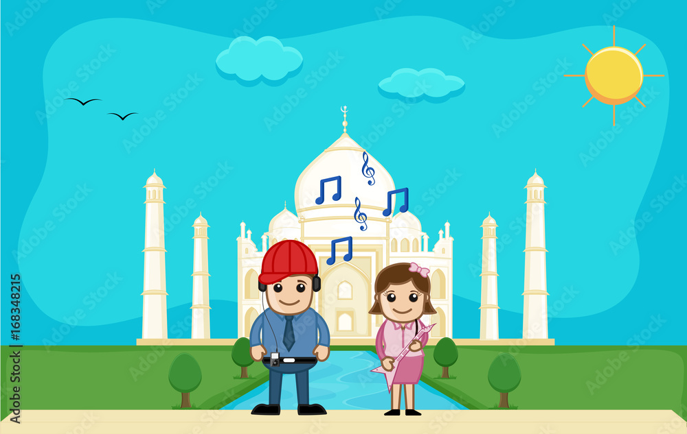 Cool Couple Celebrating Picnic at Taj Mahal Cool Couple Celebrating Picnic at Taj Mahal