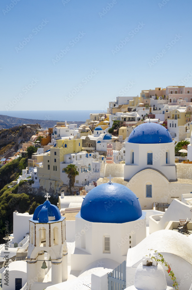Typical blue domes in Oia