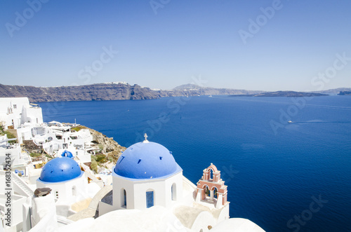 Oia town with typical Cycladic churches