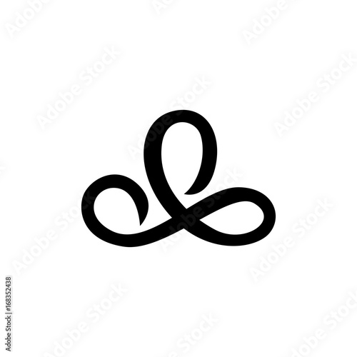 black thin line hand fidget spinner logo. concept of very popular toy gadget for kids or best thing for hyperactivity child. line art style trend logotype graphic