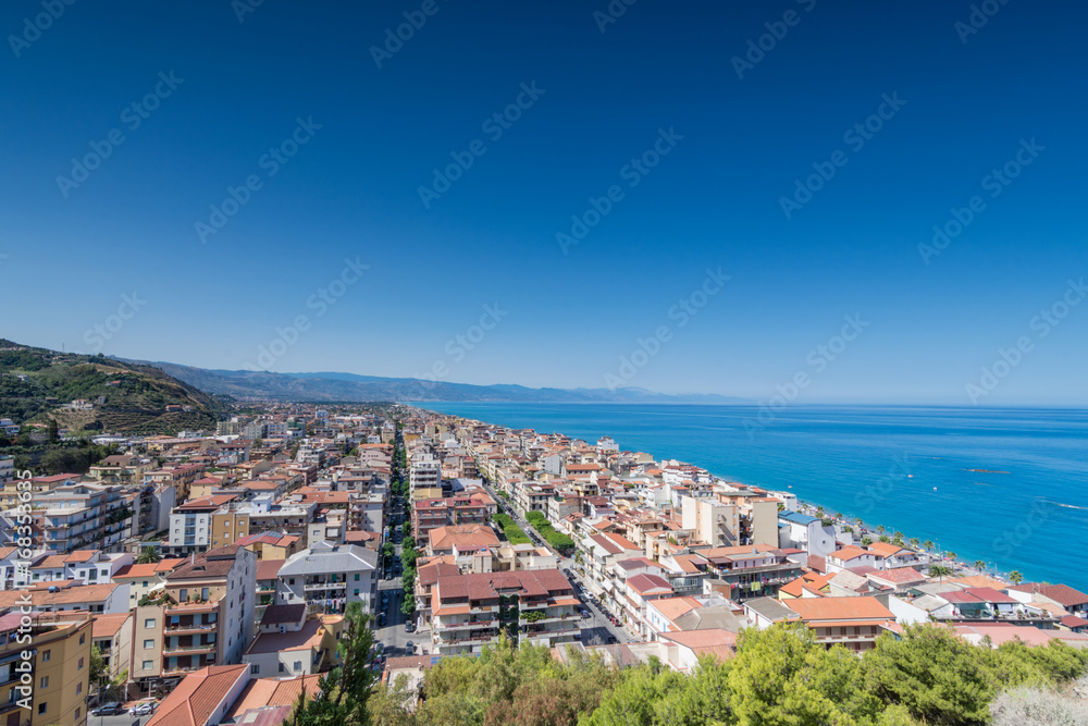 Vista panoramica di Capo d'Orlando dai ruderi del castello, provincia di Messina IT