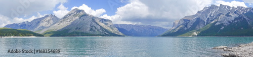 Panoramic view of Lake Minnewanka in Banff National Park  Alberta  Canada