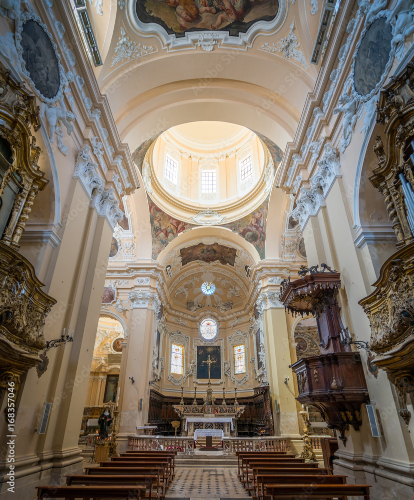 Indoor sight of Santissima Annunziata Church in Sulmona, L'Aquila province, Abruzzo, central Italy.