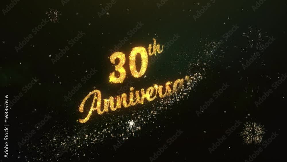 30th Anniversary Greeting Text Made from Sparklers Light Dark Night Sky With Colorfull Firework.
30th Anniversary Greeting Text Made from Sparklers Light Dark Night Sky With Colorfull Firework.
