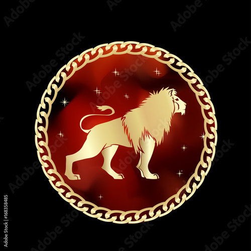 Leo zodiac sign in circle frame