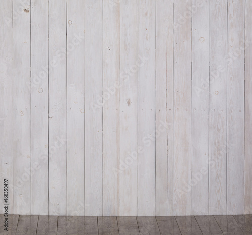 White wooden wall and white wooden floor