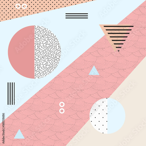 Geometric seamless vector pattern in memphis style