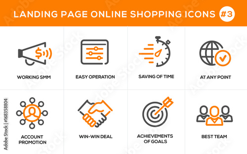 Flat line design concept icons for online shopping, website banner and landing page