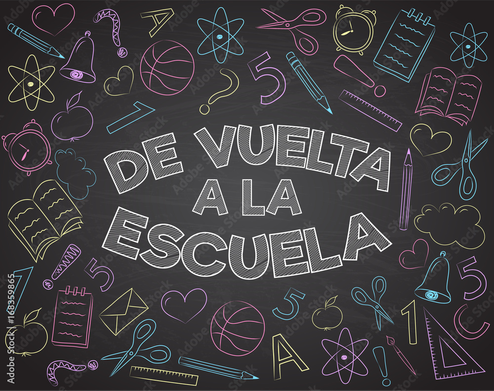 De vuelta a la escuela, letras de mão de vetor. tradução do espanhol para o  inglês da frase back to school. ilustração de caligrafia.