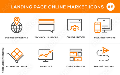 Flat line design concept icons for online shopping, website banner and landing page