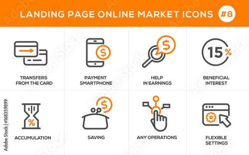 Flat line design concept icons for online shopping, website banner and landing page