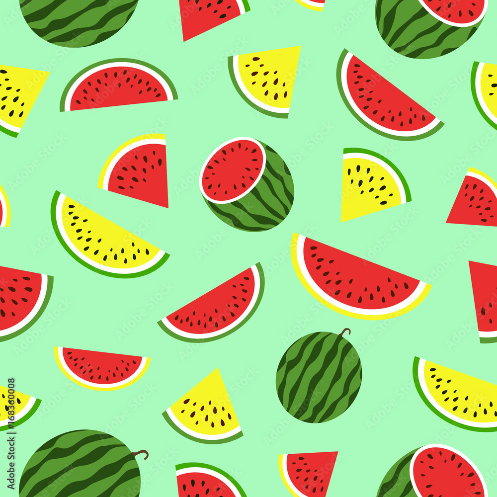 Seamless pattern with red and yellow watermelon. Summer background Seamless pattern with red and yellow watermelon. Summer background