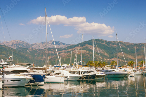 View of the marina of Porto Montenegro. Bay of Kotor  Tivat  Montenegro