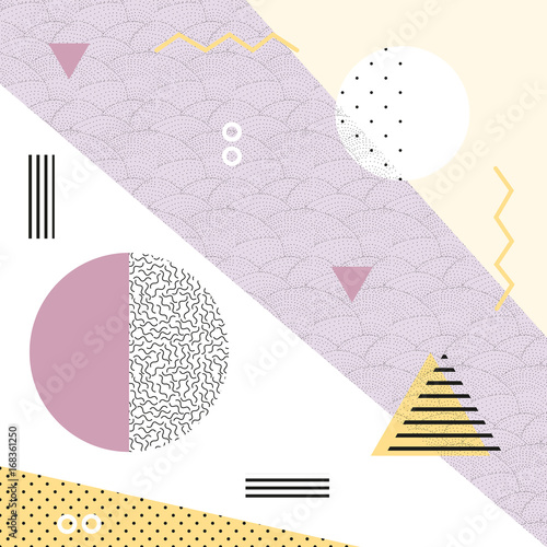 Geometric seamless vector pattern in memphis style