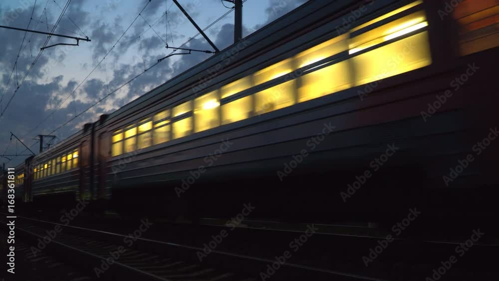 night movement of trains on a railway night movement of trains on a railway