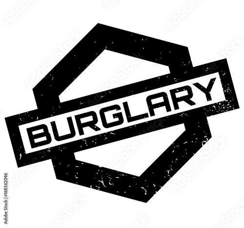 Burglary rubber stamp. Grunge design with dust scratches. Effects can be easily removed for a clean, crisp look. Color is easily changed.