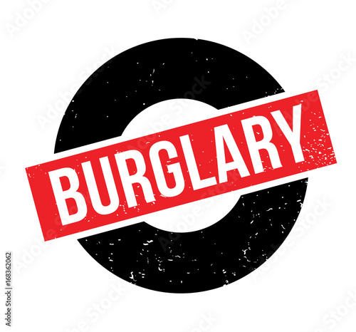 Burglary rubber stamp. Grunge design with dust scratches. Effects can be easily removed for a clean, crisp look. Color is easily changed.