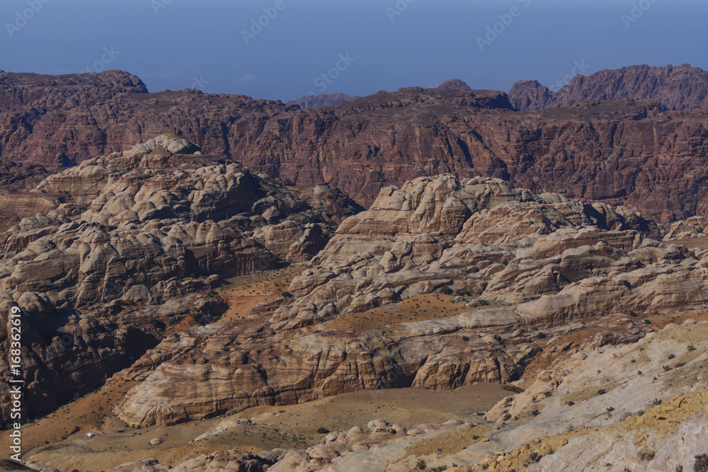 Red rocks and sand desert in Jordan