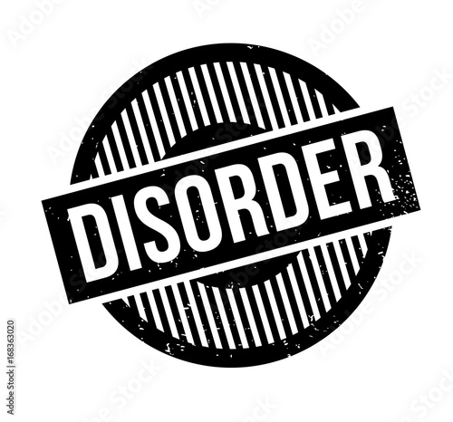 Disorder rubber stamp. Grunge design with dust scratches. Effects can be easily removed for a clean, crisp look. Color is easily changed.