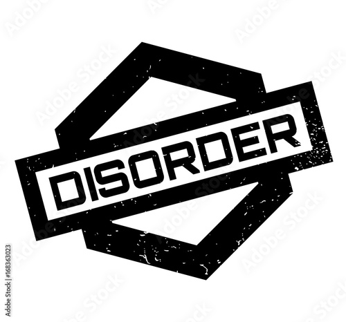 Disorder rubber stamp. Grunge design with dust scratches. Effects can be easily removed for a clean, crisp look. Color is easily changed.