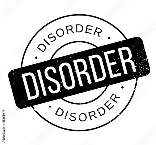 Disorder rubber stamp. Grunge design with dust scratches. Effects can be easily removed for a clean, crisp look. Color is easily changed.