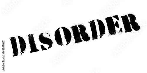 Disorder rubber stamp. Grunge design with dust scratches. Effects can be easily removed for a clean, crisp look. Color is easily changed.