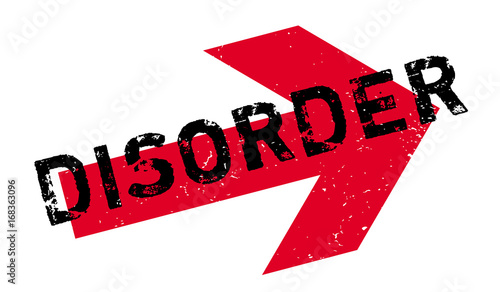 Disorder rubber stamp. Grunge design with dust scratches. Effects can be easily removed for a clean, crisp look. Color is easily changed.